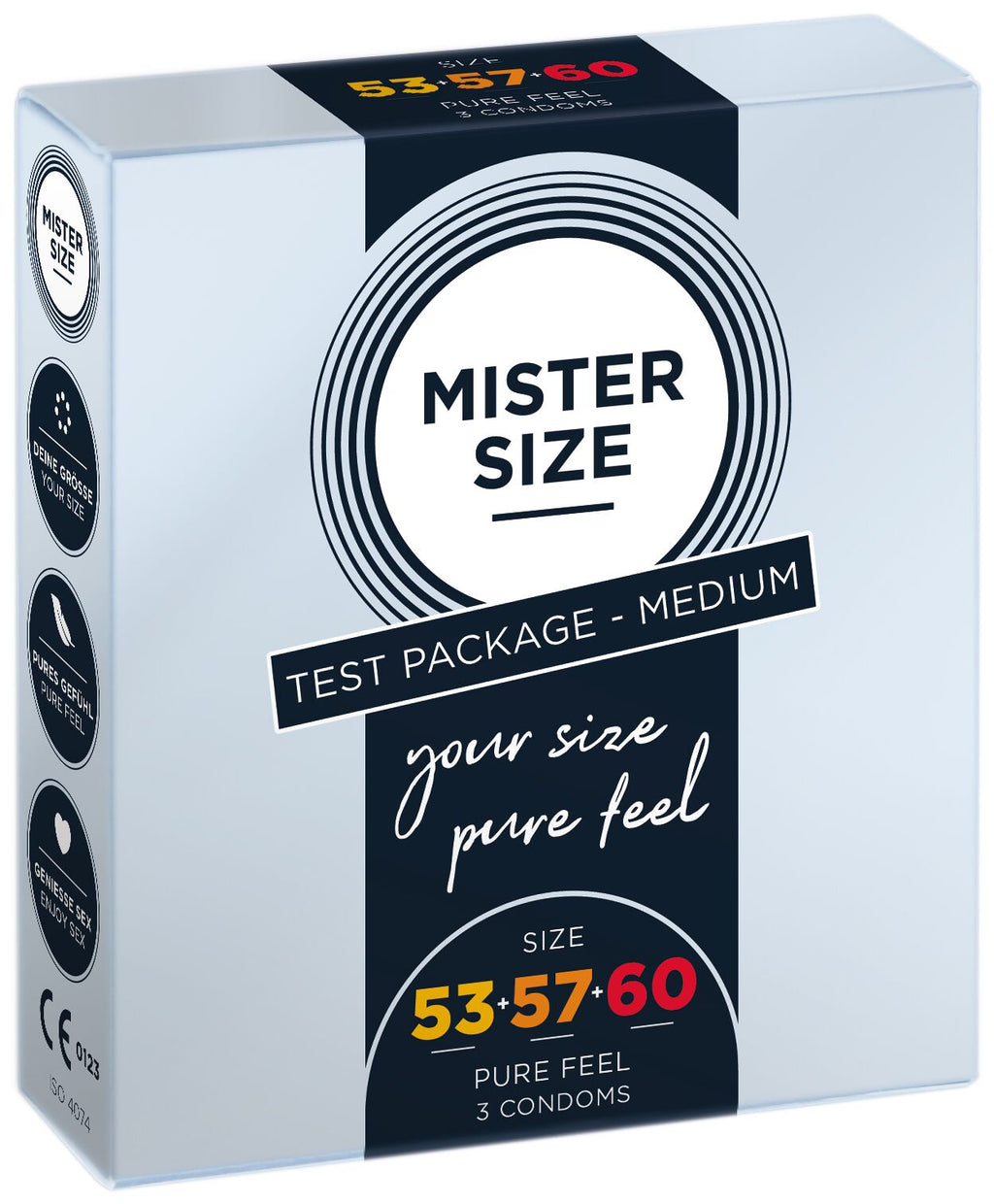 Набір презервативів Mister Size - pure feel (3 condoms), 3 розміри, товщина 0,05 мм