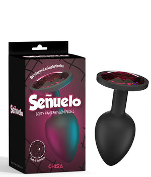 Силіконова анальна пробка з рожевим камінцем Senuelo Booty Fantasy Gem Plug