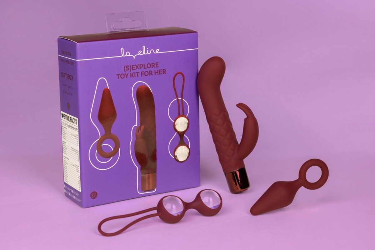 Набір іграшок Loveline (S)explore toy kit for her (вібратор-кролик, анальна пробка та кульки)