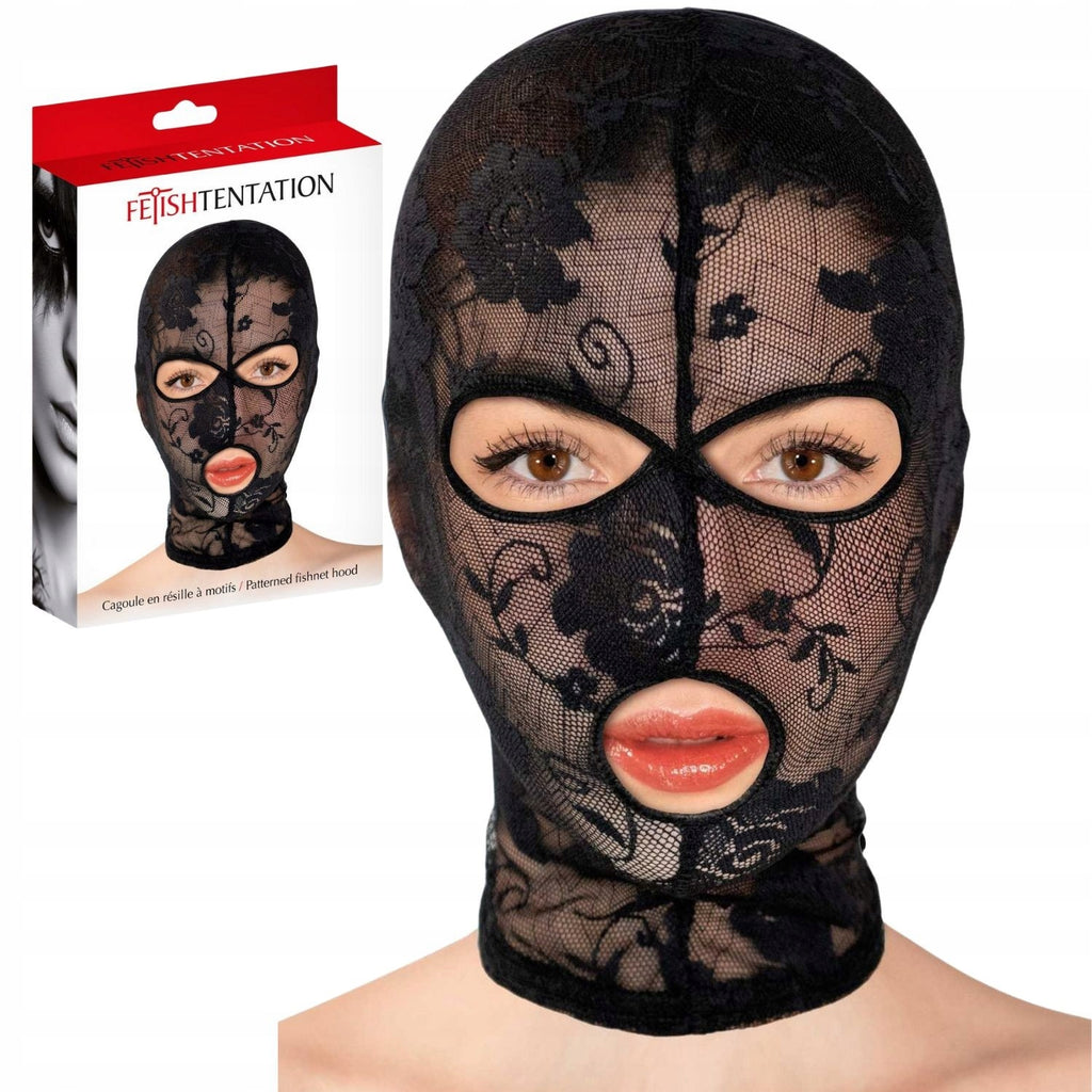 Мереживна маска Fetish Tentation Patterned fishnet hood
