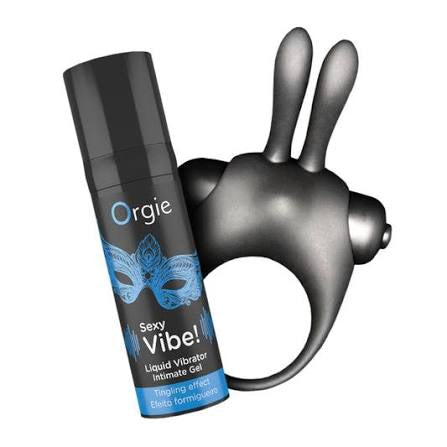 Набір рідкий вібратор + ерекційне кільце Orgie Vibe! Bunny Vibrating Kit