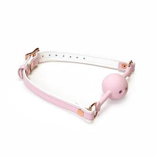 Кляп з ремінцем Liebe Seele White & Pink Fairy Goat Leather Ball Gag