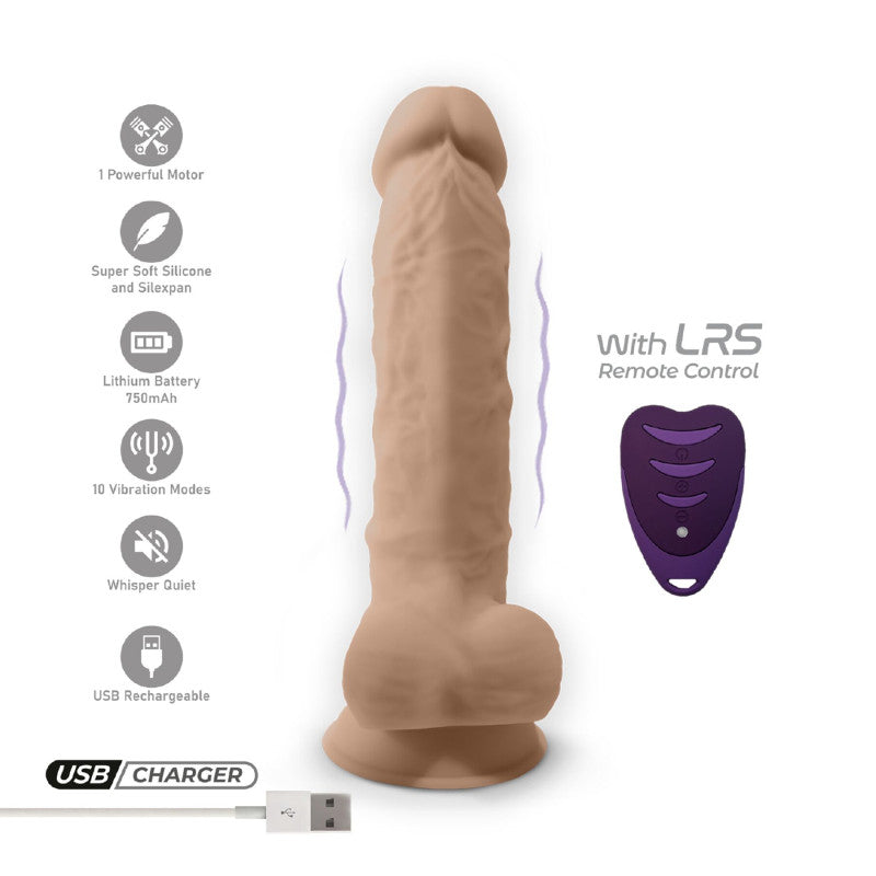 Фалоімітатор з вібрацією SilexD Vetus Vibro Flesh (MODEL 1 size 8in) + LRS, двошаровий