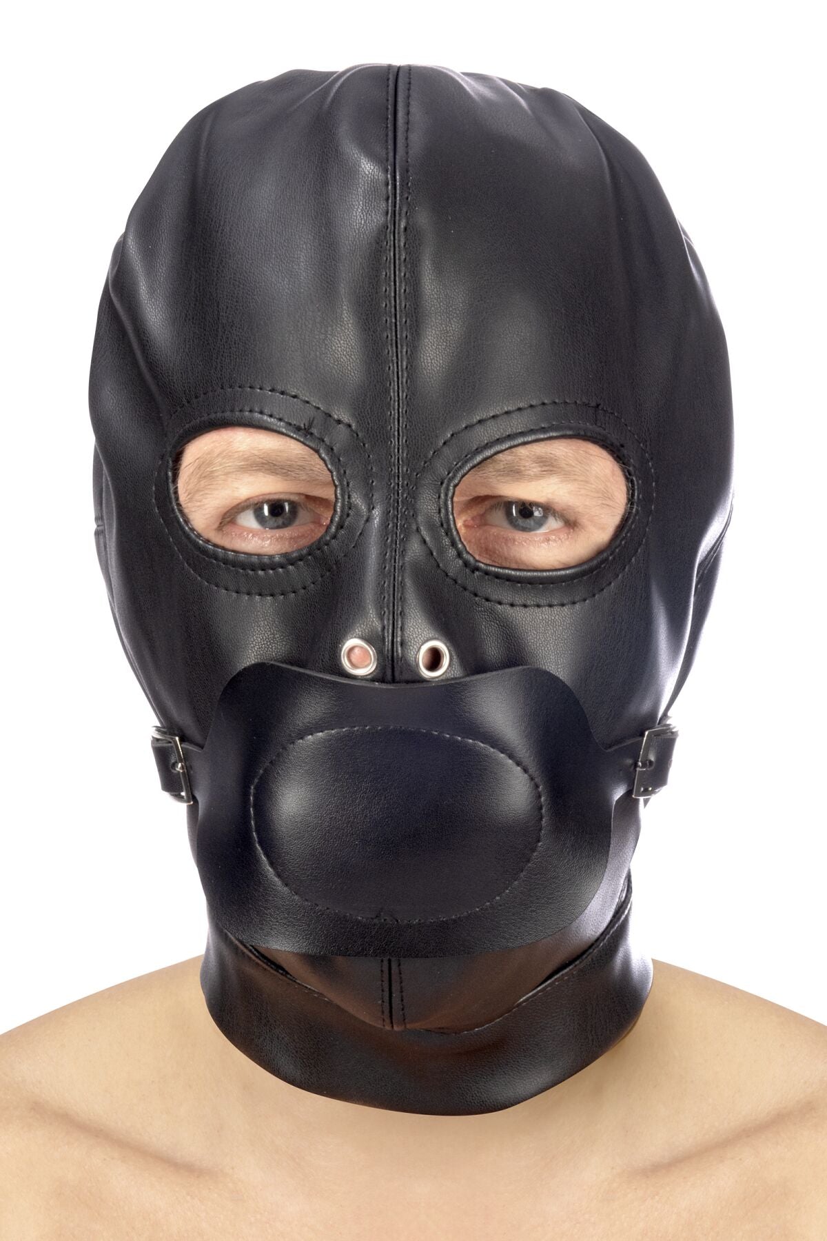 Маска / капюшон з кляпом для БДСМ Fetish Tentation BDSM hood in leatherette with removable gag