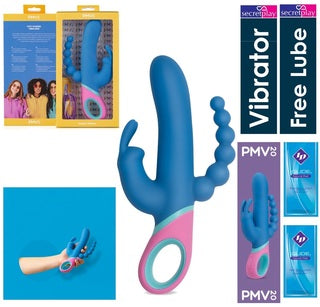 Вібратор 3в1 з ротацією і анальними бусами PMV20 Vice-Double Vibrator