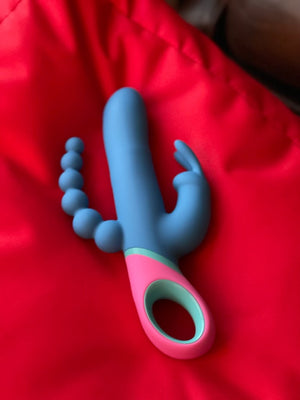 Вібратор 3в1 з ротацією і анальними бусами PMV20 Vice-Double Vibrator